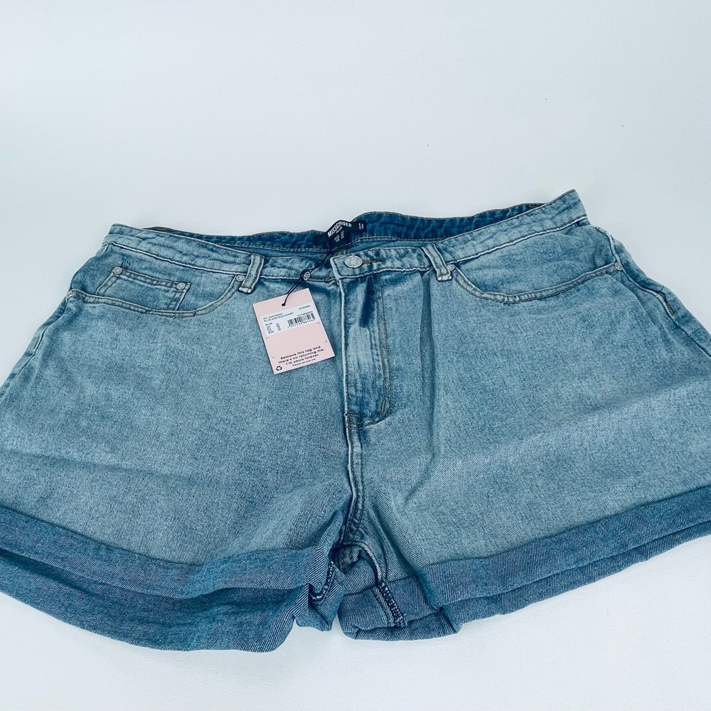 PLUS SIZE MOM SHORT blue
